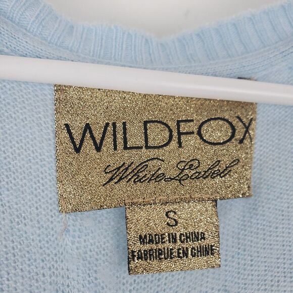 WILDFOX White Label Rabbit Hair Heart Sweater Sequin V Neck Pullover Lightweight - Picture 4 of 10